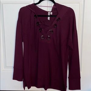 Cable and Gauge Lace Up Light Hoodie